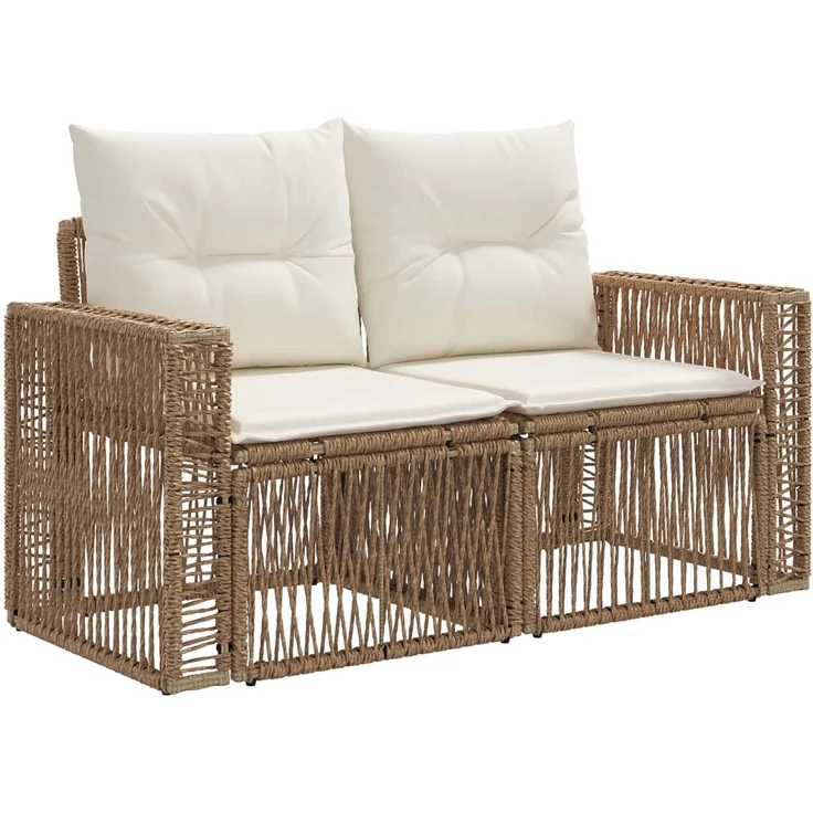 vidaXL Gartensofa-set 7 stk. 7-Sitzer Beige und Cremeweiß Poly-Rattan 3435183 – Bild 5