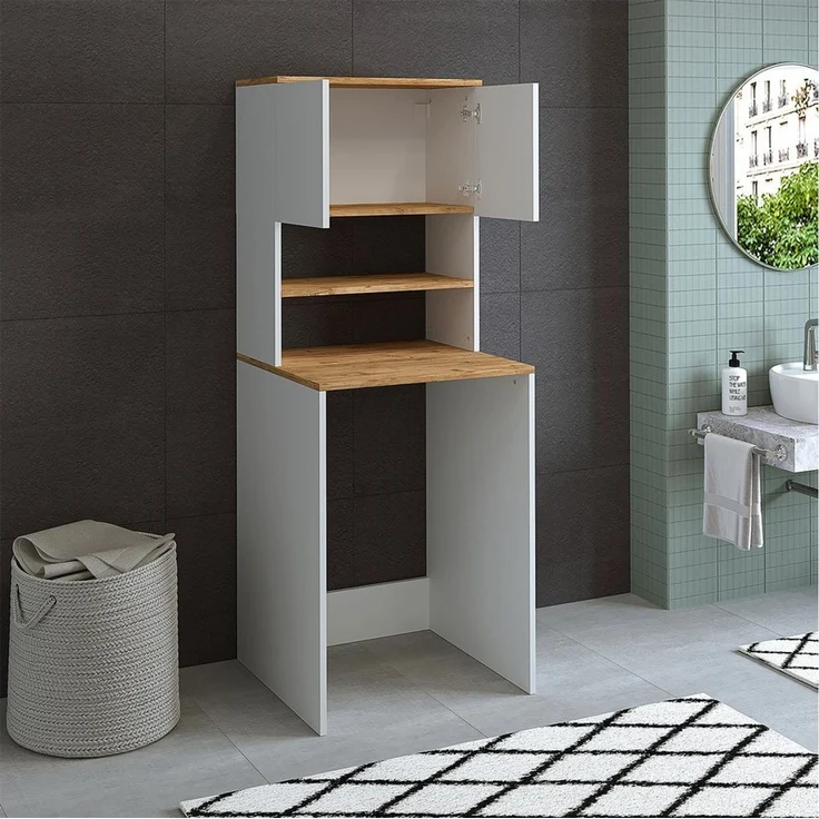Roomart Waschmaschinenumbauschrank Waschmaschinenschrank EKO – Überbauschrank Bad in 4 Farben (Waschmaschinenschrank EKO – Überbauschrank in 4 Farben) Überbauschrank, 2 Türen, offenes Mittelfach in 4 Farben – Bild 4