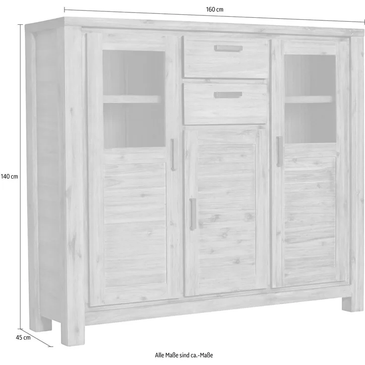 Gutmann Factory Highboard Tunis, Vitrine, Höhe 140 cm