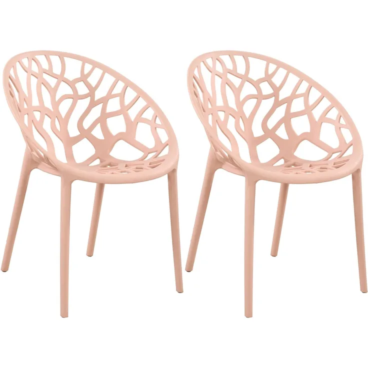 CLP 2er Set 'Hope' Gartenstuhl mit Armlehnen, stapelbar & wetterfest, recyceltem Polypropylen, Rosa