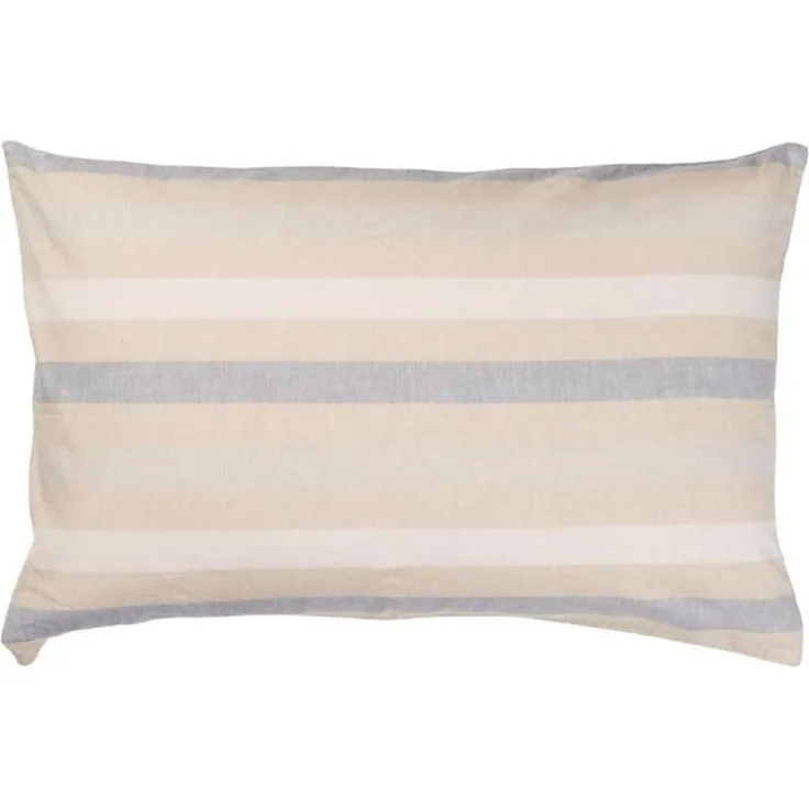 Ib Laursen Kissenbezug Kissenhülle 50x70cm Natur Weiß Hellblau Gestreift 6246-00