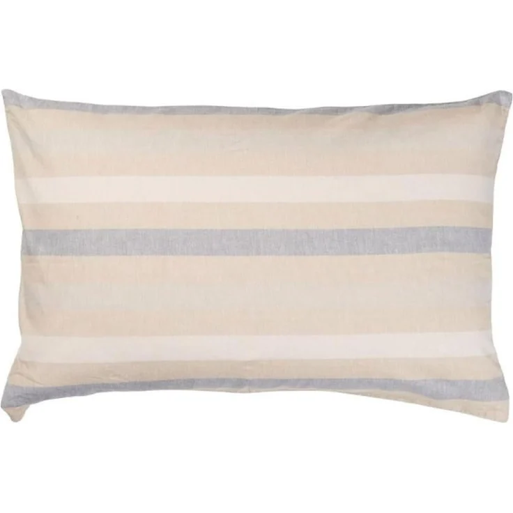 Ib Laursen Kissenbezug Kissenhülle 50x70cm Natur Weiß Hellblau Gestreift 6246-00