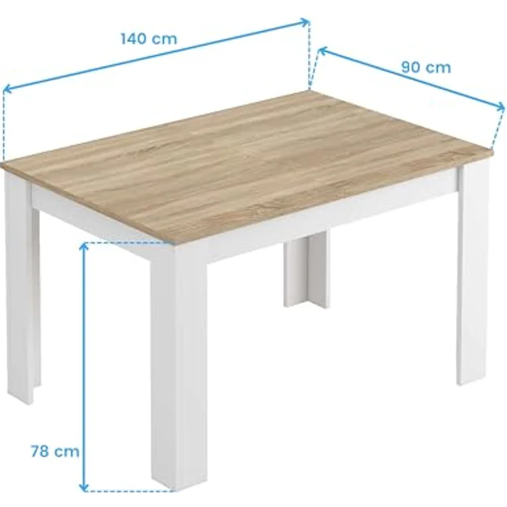 Ausziehbarer Esstisch, Kanadische Eiche und Artikweiß, Maße 140 x 78 x 90 cm – Bild 7