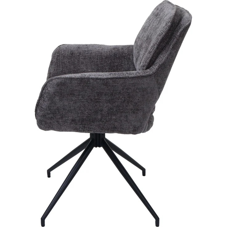 2er-Set Esszimmerstuhl HWC-N74, Küchenstuhl, drehbar Auto-Return, Stoff Chenille (490g/m²) ~ dunkelgrau – Bild 8
