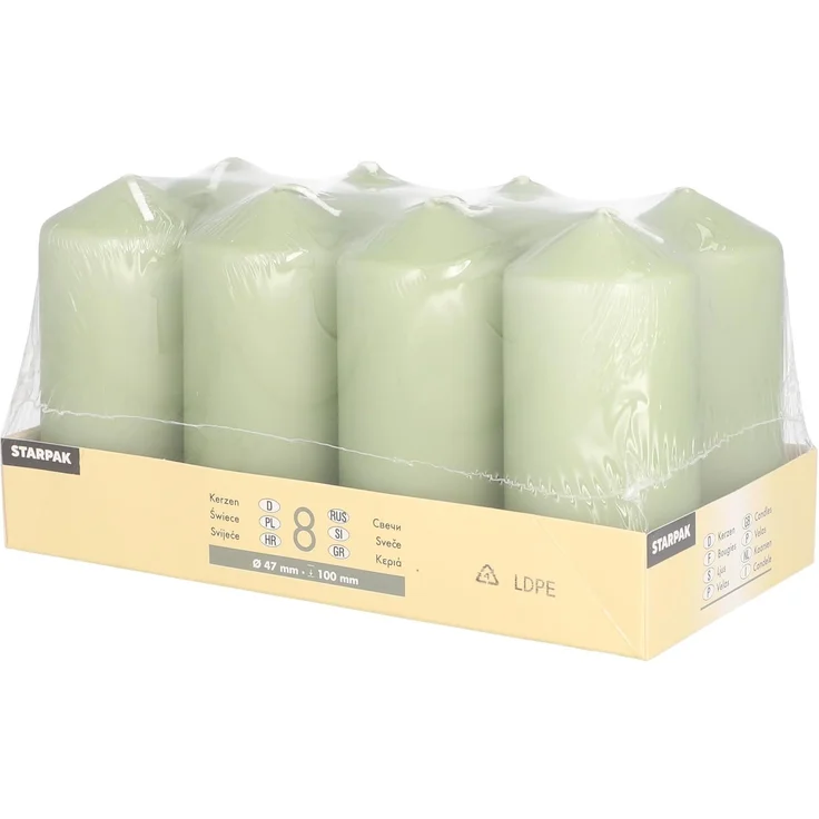 8 Stumpenkerzen Ø 47 mm · 100 mm jadegrün – Bild 2