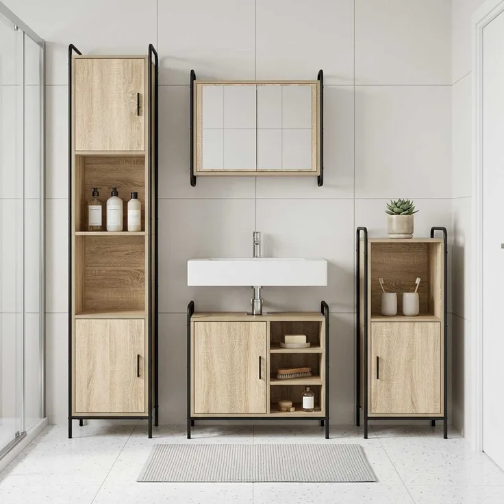 vidaXL Badezimmerschrank-Set 2 stk. Sonoma-Eiche 65,5 x 34 x 61 cm 3444484