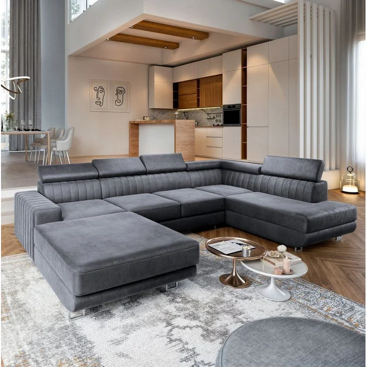 Masseno Ecksofa SIENA mit Schlaffunktion U-Form, Sofa mit Bettkasten – Bild 5
