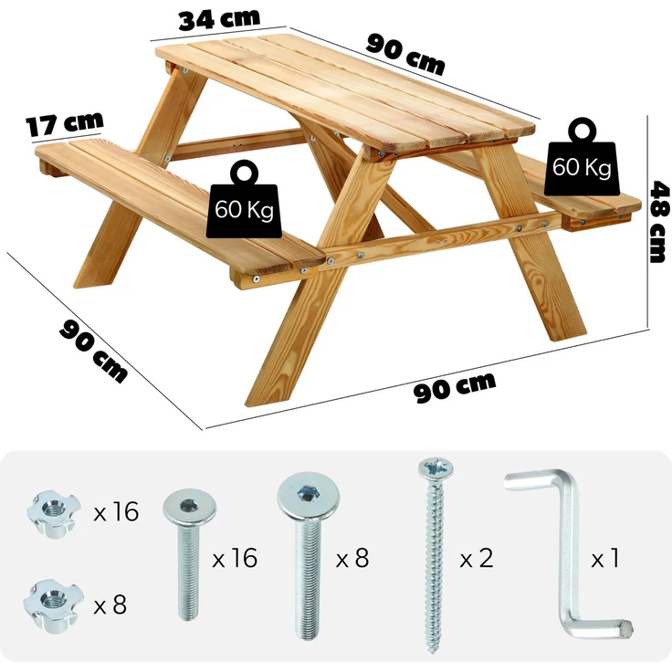KADAX Gartenbank. Holzbank für Kinder mit Tisch und Tisch für den Garten – Bild 2