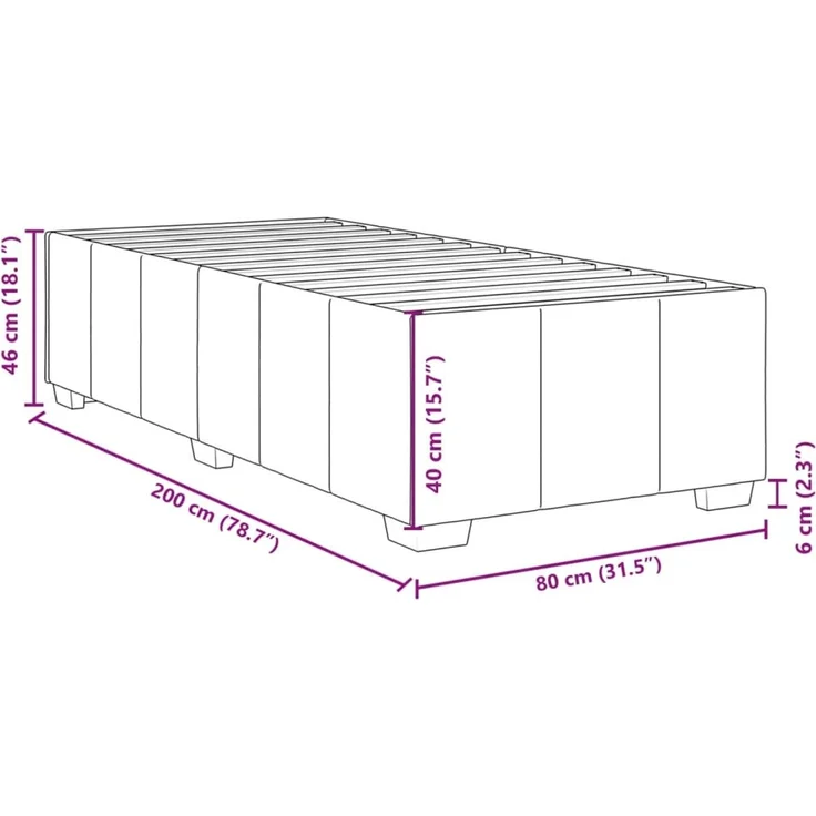 vidaXL Boxspringbett mit Matratze Schwarz 80x200 cm Stoff 3285430 – Bild 12