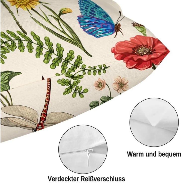 Diwzbyn Kissenbezug 4-teiliges Kissenbezug-Set mit Blumenmuster, (4 Stück), Outdoor-Kissenbezüge, dekorative Zierkissenbezüge – Bild 2