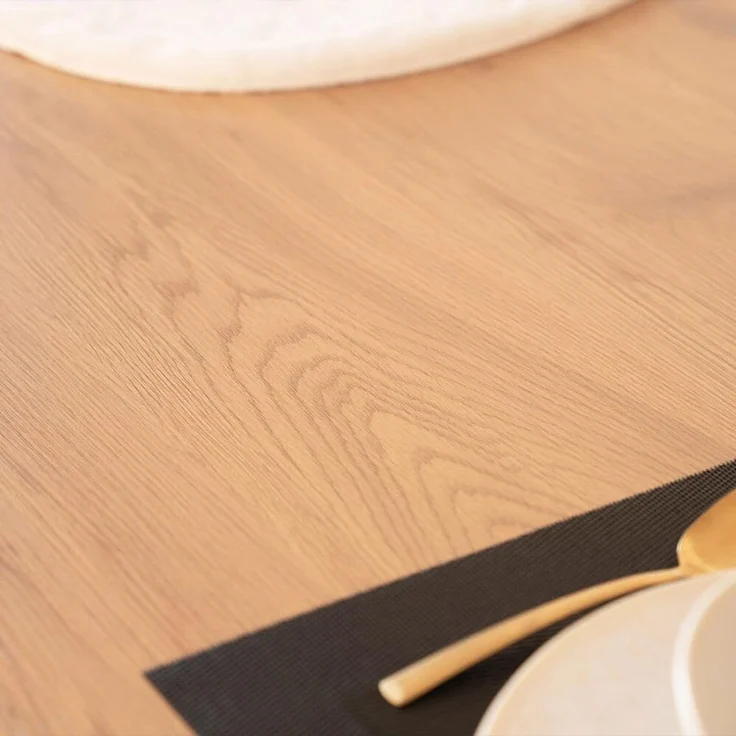 HOME DELUXE Essgruppe Eckig AVENCIA inkl. Sternfuß - 200 x 120 cm Light Oak 4 Stühle Creme – Bild 5