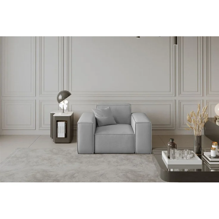 Sessel Designersessel CELES in Stoff Opera Velvet Hellgrau – Bild 1