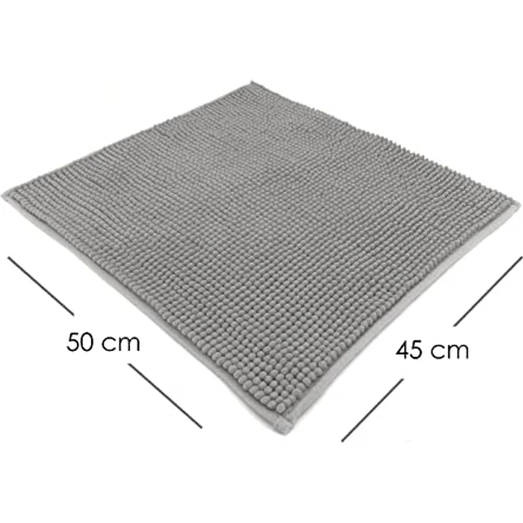 heimtexland Badematte Badvorleger Chenille Badteppich Duschvorleger, rutschhemmend beschichtet, Fußbodenheizung geeignet, 70, Polyester, rechteckig, 45x50 cm, Hochflor, super weich, extrem saugfähig, Maschinenwäsche – Bild 3