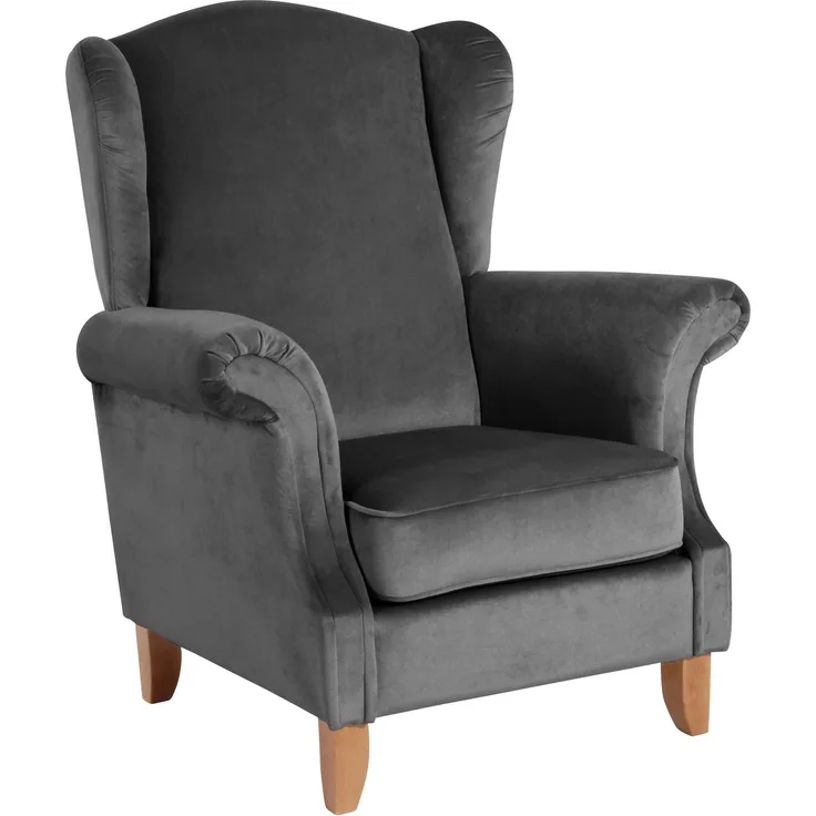 Ohrensessel Katria Bezug Samtvelours Buche natur / anthrazit 22829
