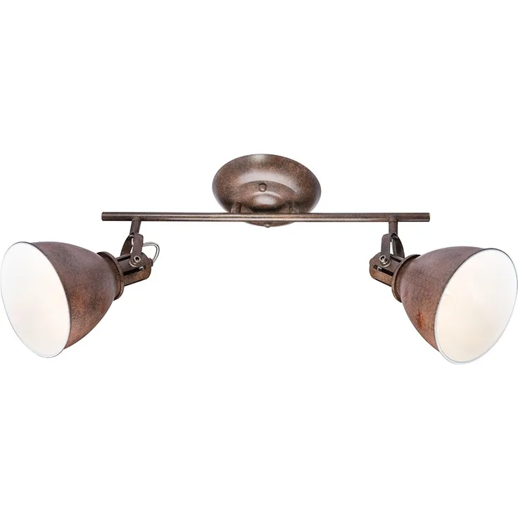 Deckenleuchte, Metall rostfarben, bewegliche Spots, L 45 cm