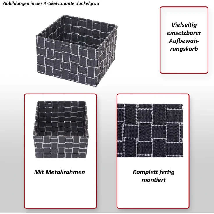 Aufbewahrungskorb HWC-C37, Dekokorb Korb Körbchen Aufbewahrung Regalkorb Deko 12x19x19cm ~ weiß – Bild 2