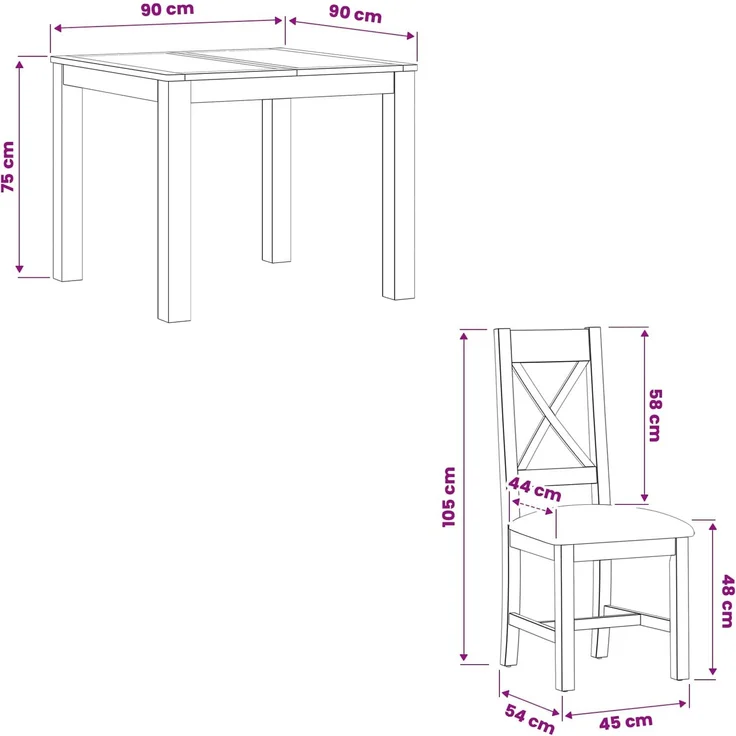 vidaXL Essgruppe TIEL 3 stk. Schwarz 90 x 90 x 75 cm Massivholz Eiche 3430328 – Bild 8