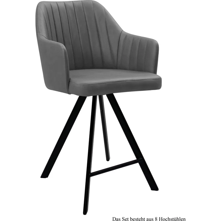 Thekenstuhl drehbar (8er-Set) Diannne 58x98x60 Schwarz/Grau