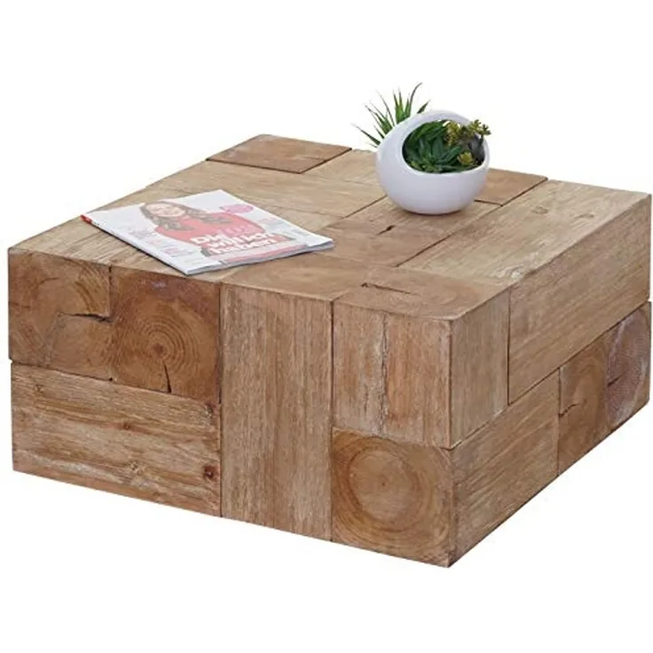 'HWC-A15c' Couchtisch, Massivholz Tanne rustikal, 30 x 60 x 60 cm