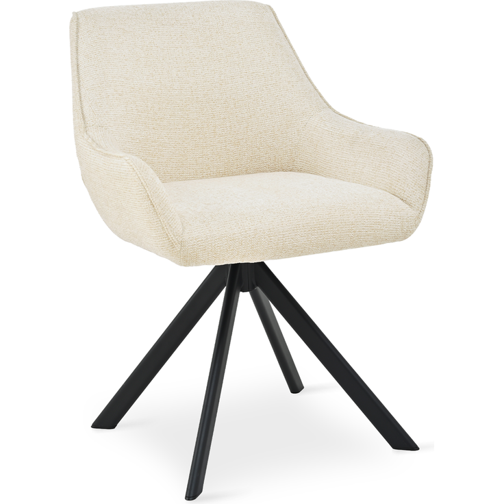GOEURVANT 1178 Esszimmerstühle 2er-Set mit Armlehnen, 360° Drehbar, Chenille - Creme – Bild 3