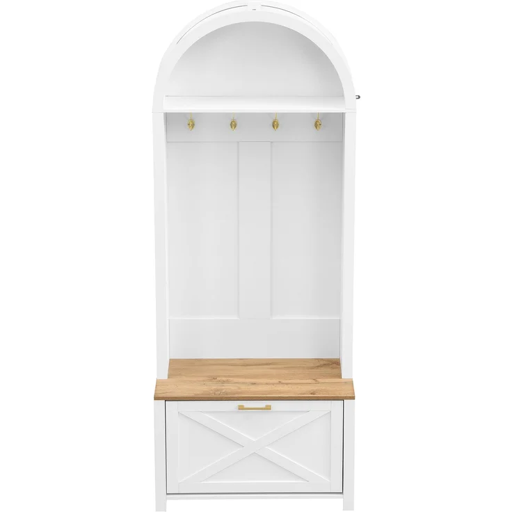 Multifunktionaler Garderobenschrank mit Schuhregal, Ablage & Haken – Hall Tree für Eingangsbereich, langlebiger MDF Korpus, modernes Design, stabile Eisenfüße, praktische Aufbewahrung – Bild 10