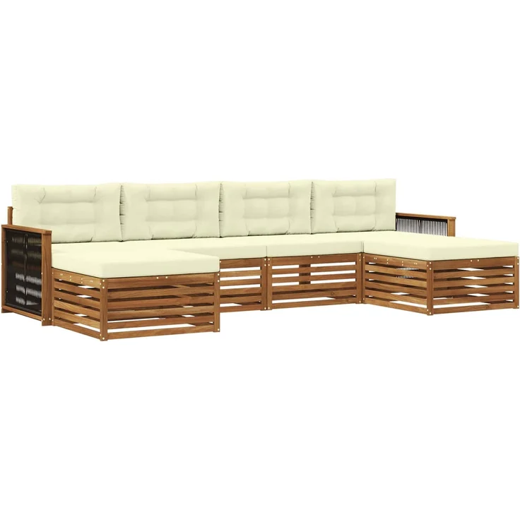 vidaXL Outdoor-Sofagarnitur 6 stk. 4-Sitzer Natur und Creme 3383683 – Bild 2