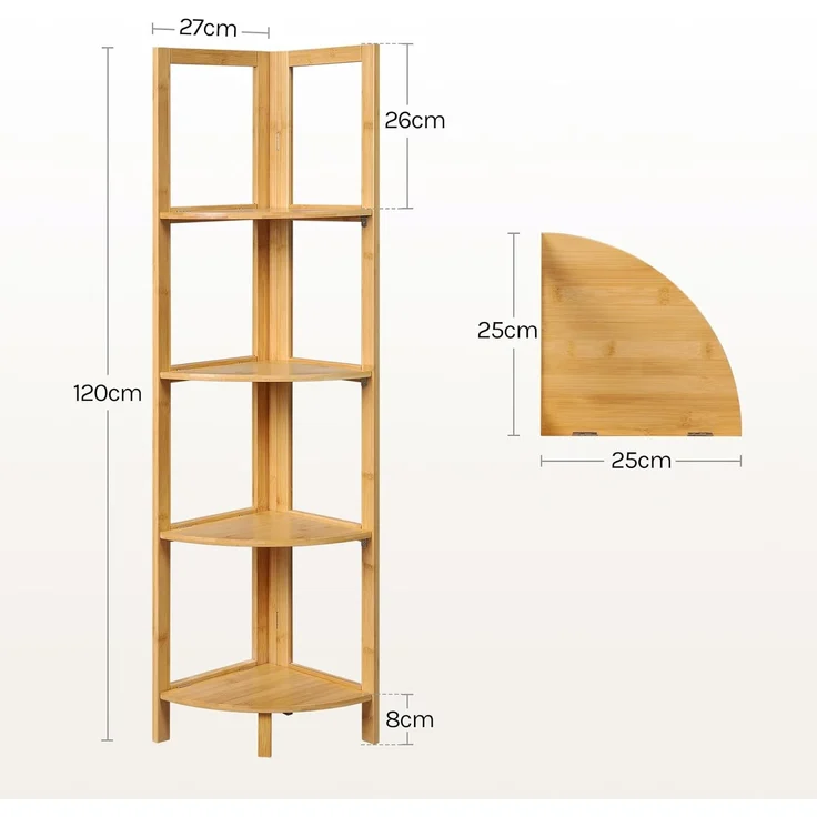 Woltu Standregal, 1-tlg, Bambus 4 Ebenen für Zuhause Wohnzimmer Büro Balkon – Bild 3
