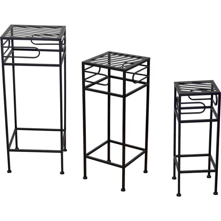 Blumenständer Set 3-tlg Metall Schwarz pulverbeschichtet Pflanzenständer modern – Bild 3