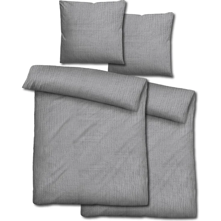 Doppelpack Sleezzz® Musselin Bettwäsche grau 155 x 220 cm + 80 x 80 cm