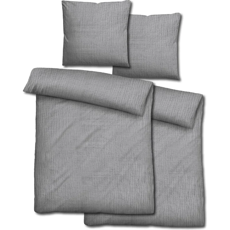 Doppelpack Sleezzz® Musselin Bettwäsche grau 155 x 220 cm + 80 x 80 cm