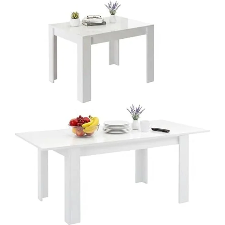 Dmora - Ausziehbarer Tisch Corbara, Küchenkonsole, Esstisch mit Verlängerung, Ausziehbares Küchenregal, Made in Italy, 137x90 h79 cm, Glänzendes Weiß – Bild 3