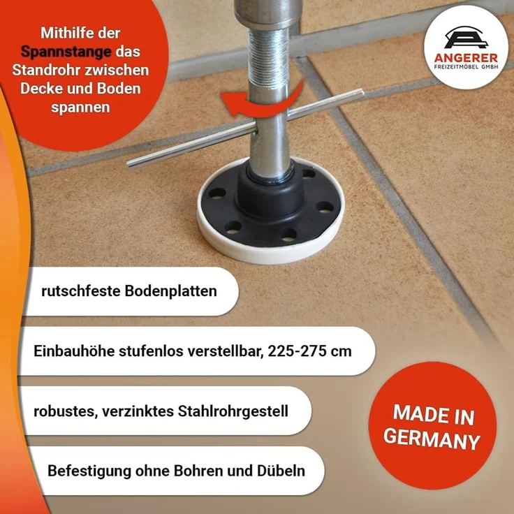 Angerer Freizeitmöbel GmbH Balkonsichtschutz Standard - Senkrechtmarkise für Sicht- und Sonnenschutz - Montage ohne Bohren und Dübeln - ideale Balkonmarkise für Mietwohnungen (Blau-Weiß, 150 cm) – Bild 4