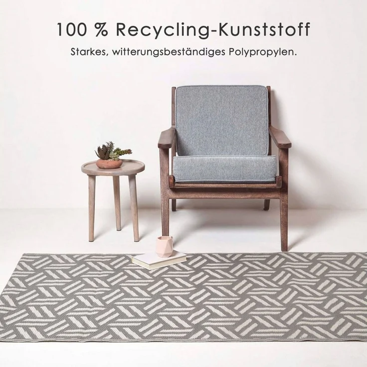 Homescapes Outdoorteppich Outdoor-Teppich Luna aus Polypropylen mit grauem Muster, 120 x 180 cm, rechteckig, Höhe: 20 mm – Bild 3