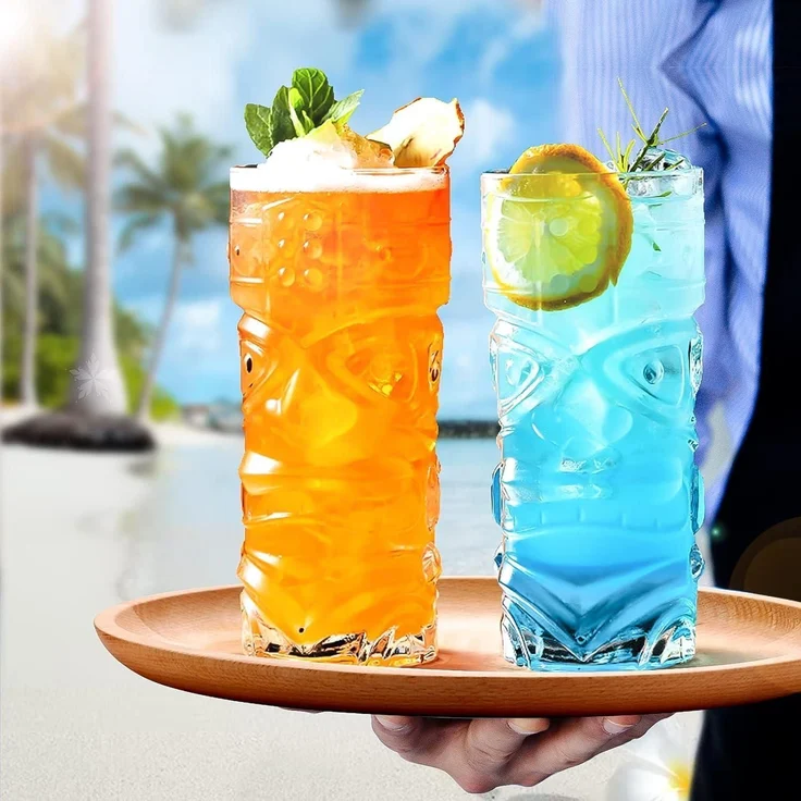 Tiki Longdrinkgläser 6er Set 400ml Lustige Cocktailgläser für Bars – Bild 3