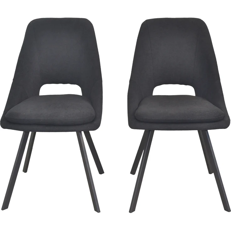 Moderner Esszimmerstuhl, Polsterstuhl "Luna" 2er-Set, Bezug Teddyoptik, schwarz – Bild 1