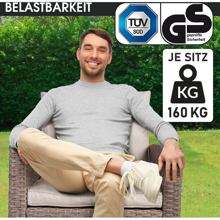 BRAST Gartenmöbel Set Delight Braun/Cappuccino bis zu 7 Personen inkl. extra Dicke Kissen Outdoor Loungemöbel Sitzgruppe Essgruppe Garnitur – Bild 5