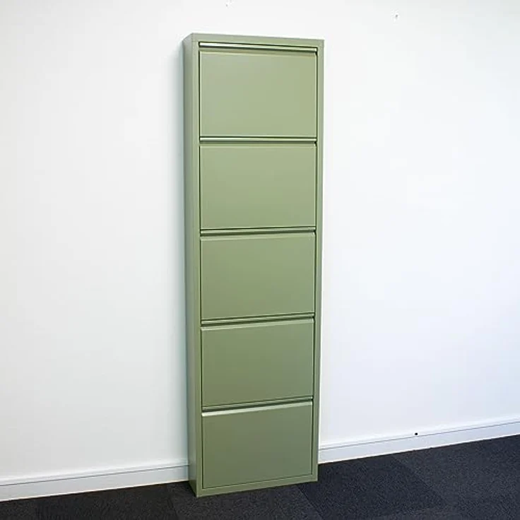 ebuy24 Pisa Schuhkipper, Grün, Metall, 50x173x16 cm, 5 Klappen, Garderobe, Schuhaufbewahrung – Bild 2