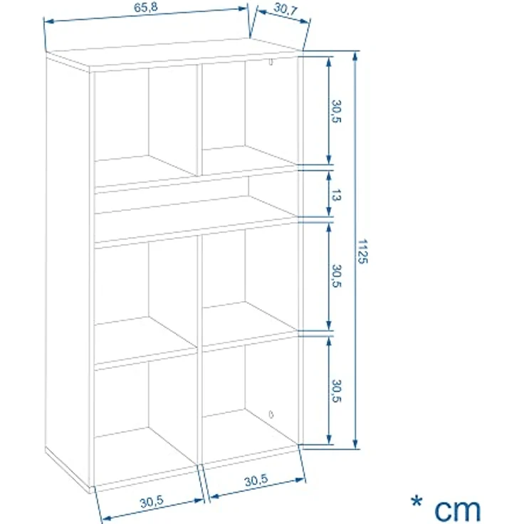 KOMTO Bücherregal RIM6 Regal Bücherregal Standregal Würfelregal Büroregal, Bücherschrank für Kinderzimmer Wohnzimmer 65,8 х 30,7 х 112,5 cm – Bild 3