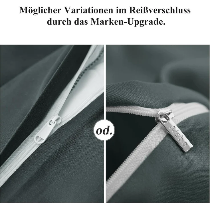 Bettwäsche Set 200x220 Grau Mikrofaser Reißverschluss 3tlg weich & bügelfrei – Bild 6
