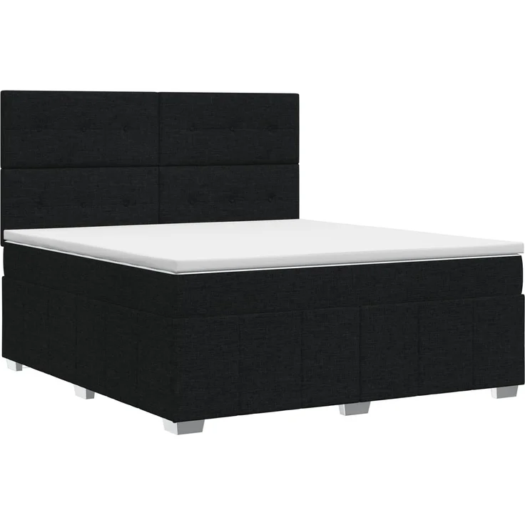 vidaXL Boxspringbett mit Matratze Schwarz 140 x 190 cm Stoff 3454136 – Bild 2