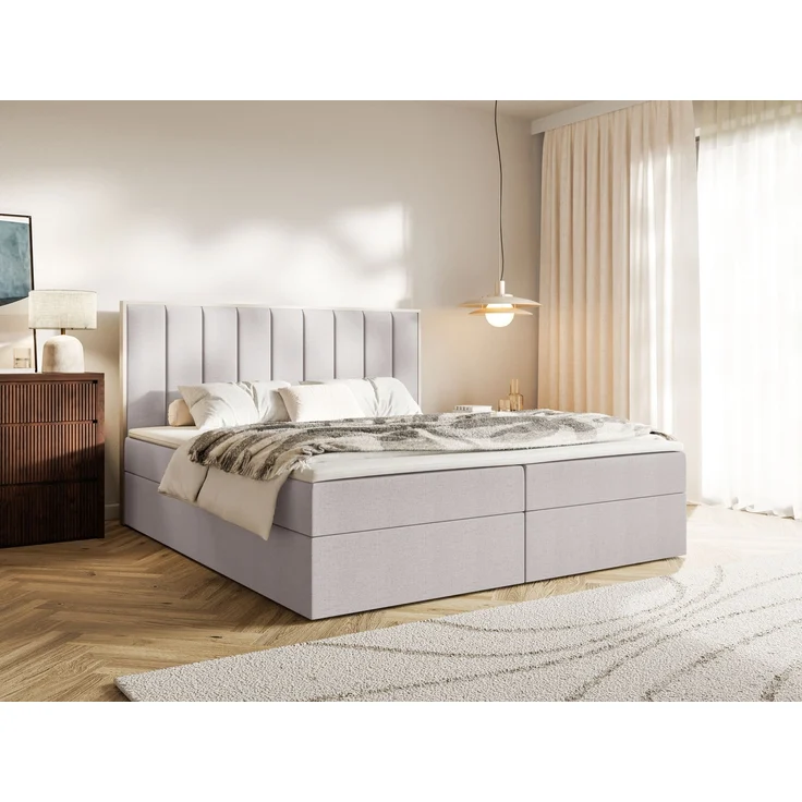 Selsey 'Togents' Boxspringbett 140x200 mit Stauraum und Topper, hydrophobe Chenille, grau – Bild 3