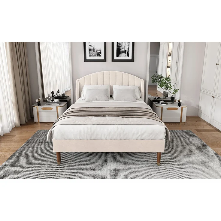 Polsterbett 160x200 cm aus Samt mit Kopfteil und Lattenrost – zeitloses Design und hoher Komfort – Bild 5