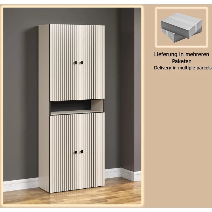Badezimmer Hochschrank Feliz in Evoke Eiche und grau 70 x 186 cm – Bild 9