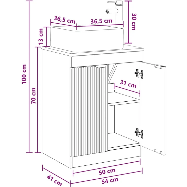 vidaXL Waschbeckenschrank Altholz 54 x 41 x 100 cm Holzwerkstoff 3404230 – Bild 12