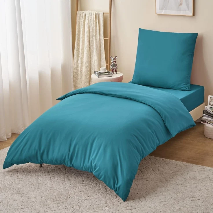 Bettwäsche Set Türkis 155x220cm Mikrofaser Weich Sommer Winter – Bild 3