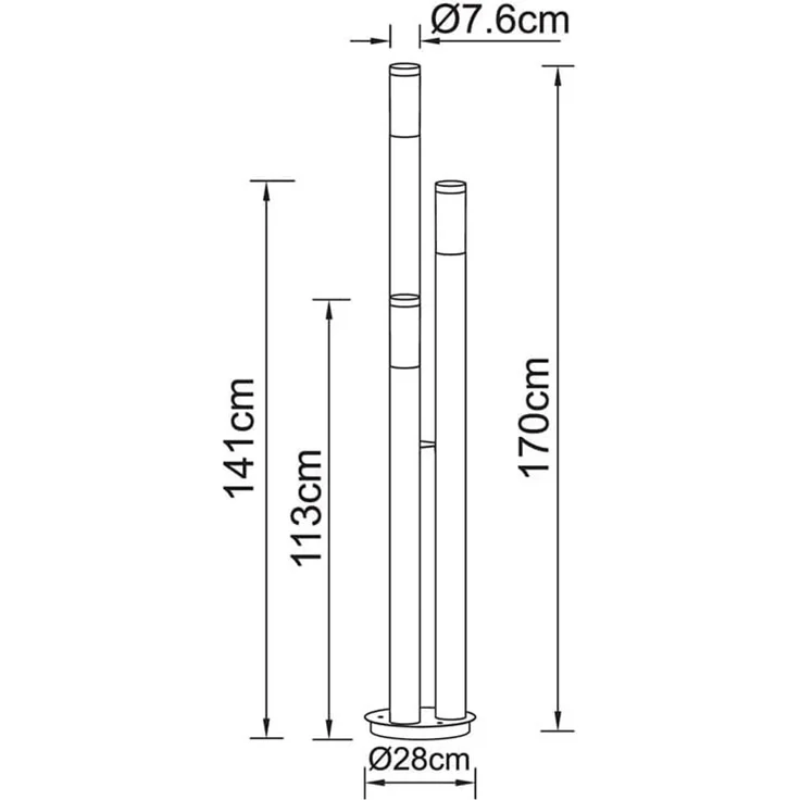 LED Stehleuchte, 3-Flammig, Edelstahl, anthrazit, rauch, H 170 cm – Bild 8