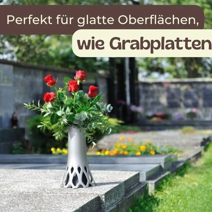 GarPet Bodenvase Grabvase mit Sockel Friedhofvase Grab Vase Friedhof Wetterfeste Vase – Bild 5