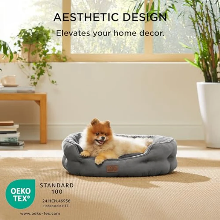 BEDSURE Katzenbett waschbar Katzen Bettchen - 63 x 53 x 20 cm Katzen Bett grau mit zweiseitig Innenkissen Katzenschlafplatz für Katzen oder kleine Hunde – Bild 6