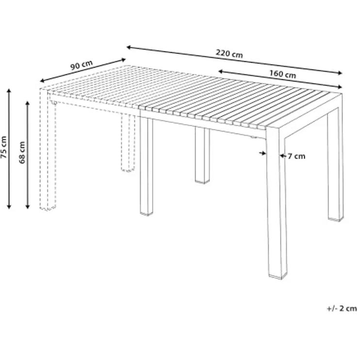 Ausziehbarer Gartentisch ARDESIO 160 220 cm 90 cm Metall Sandbeige – Bild 3