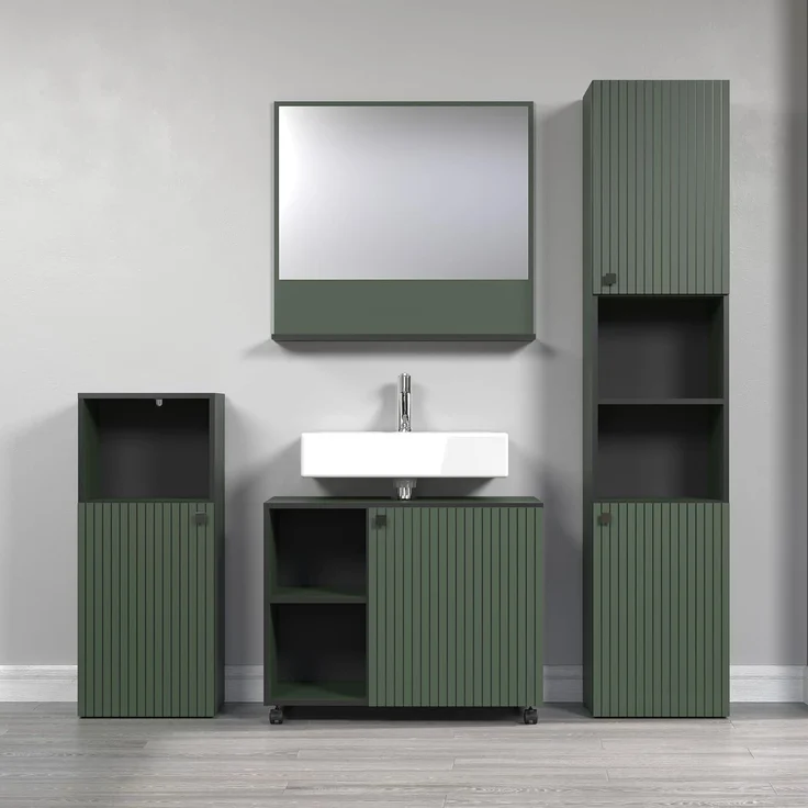 Badezimmer Hochschrank Bliss in grün 40 x 186 cm – Bild 6